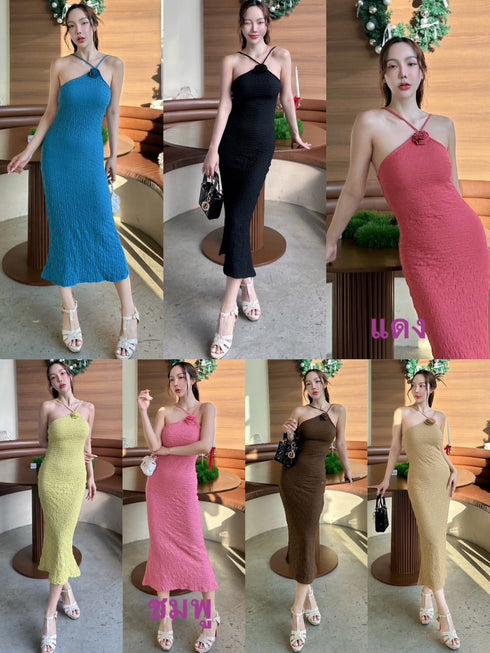 SIRINNN Sleeveless Halter Neck Long Dresses